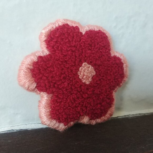 Handmade Accessories - New one-of-a-kind hair clip 100% handmade embroidered by me red and pink flower